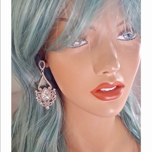 Silver formal Crystal Earrings - Picture 5 of 7